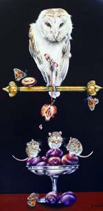 A TASTE OF FORBIDDEN FRUIT - OIL ON CANVAS  image size 12" x 24"