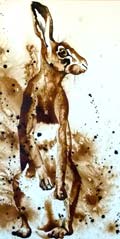 HARE ON END - ink on Arches paper  image size 20" x 32"