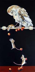THIEVING LITTLE BLIGHTERS - OIL ON CANVAS  image size 12" x 24"