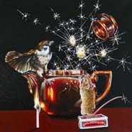 MOTHER BETTY’S BANG-BANG BREW - OIL ON CANVAS  image size 12" x 12"