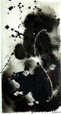 TICKLE - ink & charcoal image size 8 inches x 12 inches